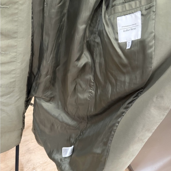 & Other Stories Stockholm Atelier Khaki Olive Green Trench Coat Womens Medium - Picture 5 of 16